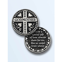 GODMOTHER Pocket Token With Message / Prayer 31mm Diameter Metal