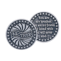 BOTHER Pocket Token With Message / Prayer 31mm Diameter Metal
