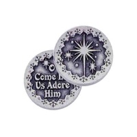 O COME LET US ADORE HIM... Pocket Token With Message/Prayer 31mm Diameter Metal