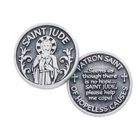 SAINT JUDE, PATRON SAINT OF HOPELESS CAUSES, Pocket Token With Message, 31mm Diameter