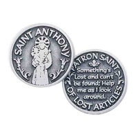 SAINT ANTHONY PATRON SAINT OF LOST ARTICLES, Pocket Token, 31mm Diameter, Metal
