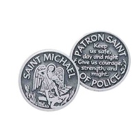 SAINT MICHAEL, PATRON SAINT OF POLICE, Pocket Token With Message, 31mm Diameter, Metal