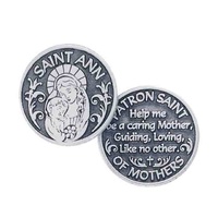 SAINT ANN, PATRON SAINT OF MOTHERS, Pocket Token With Message, 31mm Diameter, Metal