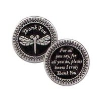 THANK YOU... Pocket Token With Message / Prayer 31mm Diameter Metal.