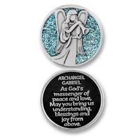 COMPANION COIN, ARCHANGEL GABRIEL, With Message, Prayer or Reading, 34mm Diameter, Metal