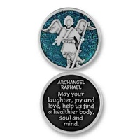 COMPANION COIN, ARCHANGEL RAPHAEL, Message, Prayer, Reading, 34mm Diameter, Metal