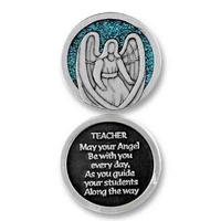 COMPANION COIN, TEACHER ANGEL, Message, Prayer or Reading, 34mm Diameter, Metal
