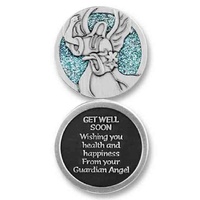 COMPANION COIN, GET WELL SOON, With Message, Prayer or Reading, 34mm Diameter, Metal