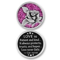 COMPANION COIN, LOVE IS, With Message, Prayer or Reading, 34mm Diameter, Metal