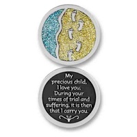 COMPANION COIN, FOOTPRINTS, With Message, Prayer or Reading, 34mm Diameter, Metal