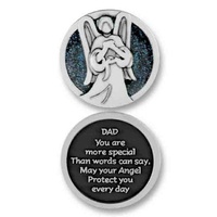 COMPANION COIN, DAD ANGEL, With Message, Prayer or Reading, 34mm Diameter, Metal