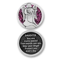 COMPANION COIN DAUGHTER ANGEL W Message, Prayer or Reading, 34mm Diameter, Metal