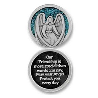 COMPANION COIN, FRIENDSHIP ANGEL, With Message Prayer or Reading, 34mm Diameter