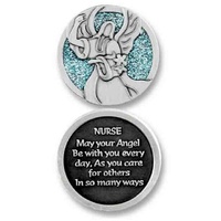 COMPANION COIN, NURSE ANGEL With Message Prayer or Reading, 34mm Diameter, Metal