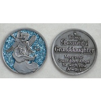 COMPANION COIN, GRANDDAUGHTER, W Message, Prayer, 34mm Diameter, Metal