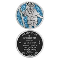 COMPANION COIN, ST CHRISTOPHER, Patron Saint of Travelers, 34mm Diameter, Metal