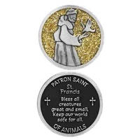 COMPANION COIN, ST FRANCIS, PATRON SAINT OF ANIMALS, 34mm Diameter, Metal