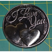 Lucky Coin - I Love You, (Hearts), 35mm Diameter Coin, A Beautiful Gift