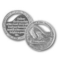 Open Lucky Coin, FOOTPRINTS, 35mm Diameter, Zinc Alloy
