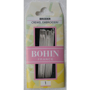 Bohin SIZE 1 Crewel Embroidery Needles, Pack of 12 Needles