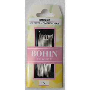Bohin Crewel Embroidery Needles, Size 5, Pack of 15