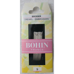 Bohin Crewel Embroidery Needles, Size 9, Pack of 15 Needles