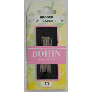 Bohin Crewel Embroidery Needles Size 10, Pack of 15 Needles, Made in France