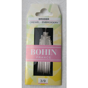 Bohin Crewel Embroidery Needles, Size 3 to 9 Assorted, Pack of 15