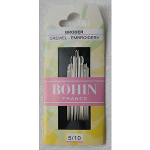 Bohin Crewel Embroidery Needles, Sizes 5 to 10 Assorted, Pack of 15