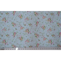 Cotton Fabric Per Metre, 110cm Wide, QS009.06 SKY BLUE Florals