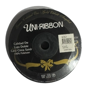 Uni-Ribbon Double-Sided Satin Ribbon 3mm x 40m Roll BLACK
