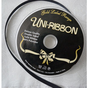 Uni-Ribbon Double Sided Satin Ribbon, 6mm, 06 CHARCOAL, Full 40 Metre Roll