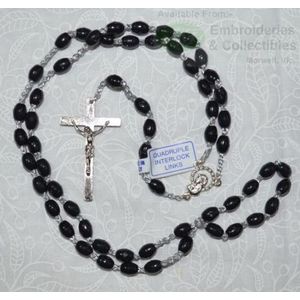BLACK Rosary, 46cm Overall, Quadruple Interlock Links, Great First Rosary