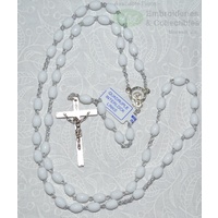 WHITE Rosary, 46cm Overall, Quadruple Interlock Links, Great First Rosary