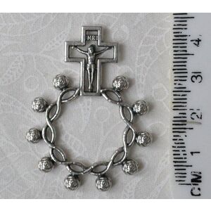 Metal Rosary Ring, Silver Tone RR113S