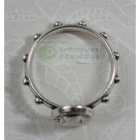St Mary MacKillop Rosary Ring 17mm (internal), Silver Tone Metal