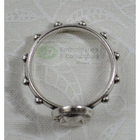 St Mary MacKillop Rosary Ring 19mm (internal), Silver Tone Metal
