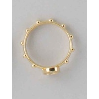 Cross Rosary Ring 17mm Gold Tone Metal