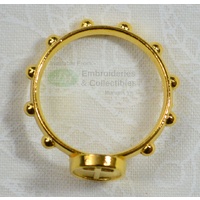Cross Rosary Ring 19mm Gold Tone Metal