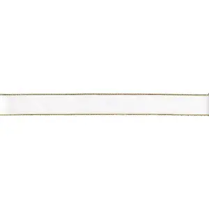 WHITE GOLD EDGED 22mm Double Sided Satin Ribbon by the Metre