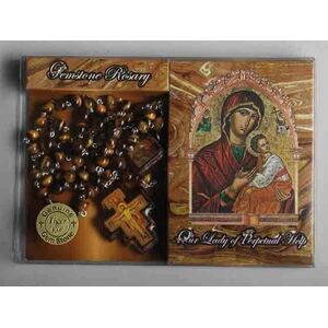 Gemstone Rosary Tiger Eye - Our Lady of Perpetual Help