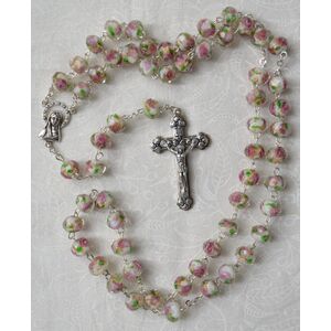 Rosary, 6mm Glass Facet Beads WHITE, Boxed, Made In Italy