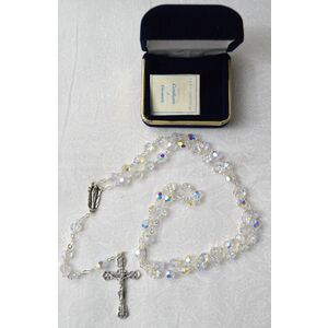 Rosary, (925) Sterling Silver Swarovski Crystals Gift Boxed, Made In Italy