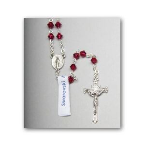 Rosary Swarovski Crystal Red 5mm beads, Gift Boxed, Made In Italy