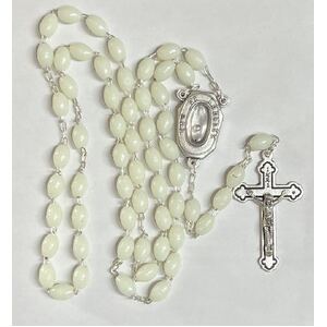 Rosary Plastic Luminous 6mm Beads, Lourdes Water Centre Piece RX202AL