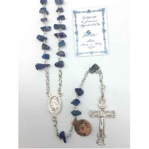 Rosary Lapis with Sterling Silver Crucifix, Made In Italy