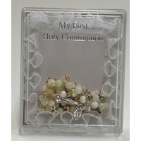 Mother Of Pearl Communion Rosary Bead Size 5mm, Boxed &quot;My First Holy Communion&quot;
