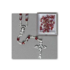 Confirmation Rosary 5mm Red Crystal Beads, Gift Boxed