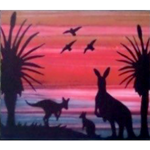Batik Australian Silhouette Panels, Raw Edge Applique Kit - KANGAROO