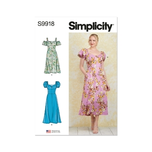 Misses’ Dress with Sleeve &amp; Length Variations, Sizes 12-20 Simplicity Sewing Pattern 9918P5